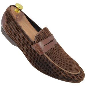Mezlan Spain Brown Suede Calfskin Penny Loafers Men's 10.5M Dress Shoes Loafers